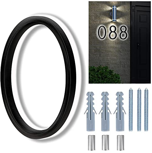 Backlit LED Home Address Numbers, 8 Inch House Numbers, Stainless Steel Hand-Polished Waterproof for House Address Signs, Lighted House Numbers for Outside Modern, Low-Voltage, Yard, Shop (0, Black)