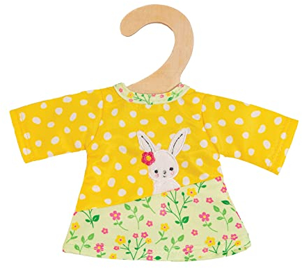 Heless 9355 - Puppenkleidung im Design Bunny Lou, Tunika-Kleid mit Hasenapplikation und Blumenmuster für Puppen und Kuscheltiere der Größe 20-25 cm