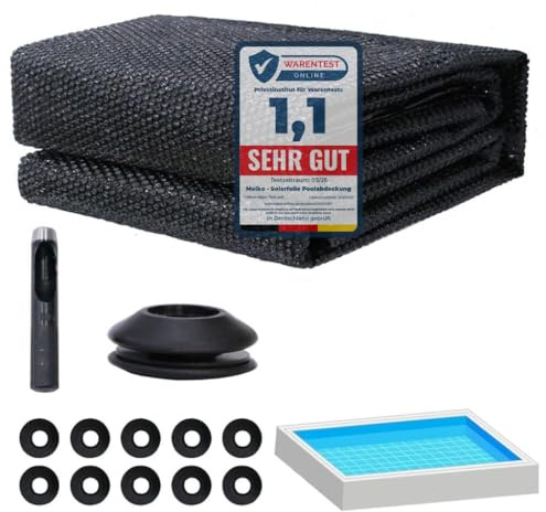 Melko Bâche solaire pour piscine - 800 x 500 cm - Pour une conservation efficace de la chaleur - Avec œillets - Noir - PVC