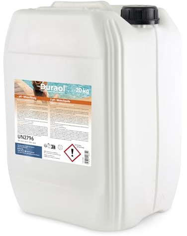Duraol® pH Moins Liquide 20 kg – Réducteur de pH pour Piscine à l'acide Sulfurique <15% – sans Acide Chlorhydrique – pour Dosage Automatique ou Manuel