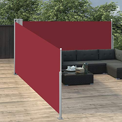FIRBNUS Toldo lateral extensible rojo 100 x 1000 cm, protección visual para balcón, terraza, jardín, protección contra el sol y el viento, para balcón, terraza, jardín, diseño sencillo y elegante