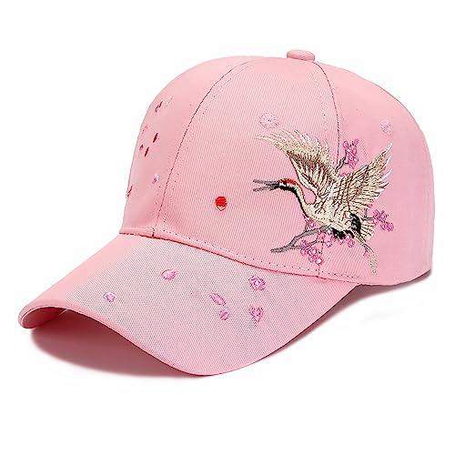 Baseballkappe Damen Mädchen Basecap UV Schutz Sonenhut Verstellbar Schirmmütze Sommer Baseball Cap Stickerei Pflaumenblüte Snapback Hut Outdoor Sport Trucker Cap für Golf Baseboard Radfahren Wandern