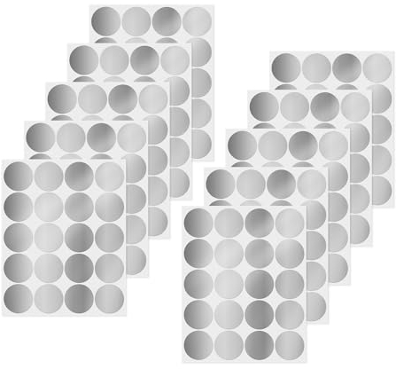 YIKIADA 200 Stück Klebepunkte 50 mm Vinyl Selbstklebende Runde Etiketten Abnehmbar Aufkleber Wasserdicht Punktaufkleber Silber