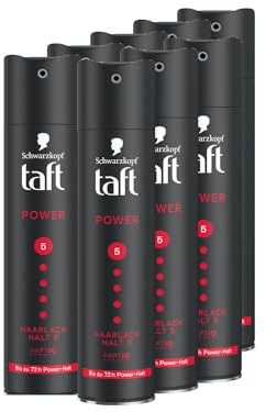 Schwarzkopf Taft Haarlack Power (8x 250 ml), Haltegrad 5 Haarstyling, Haarspray für alle Haartypen, bis zu 72 Stunden starker Halt, vegane Formel*