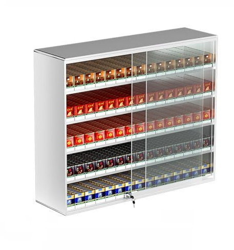 Rectangular Cigarette Case Holder Cigarette Display Holder Easy To Install/easy To Clean Of Sale Counter Rack Retail Cabinet Organizer (Color : Silver, Size : 74.5x28.8x105cm)