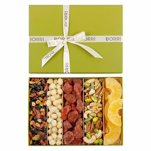 Dorri - Assorted Nuts & Fruit 400g | Nuts Gift Set - Assorted Nut Gift Set - Natural Roasted & Caramelised Mixed Nut Selection Luxury Gift Box - Cashews, Peanuts, Pecans, Almonds
