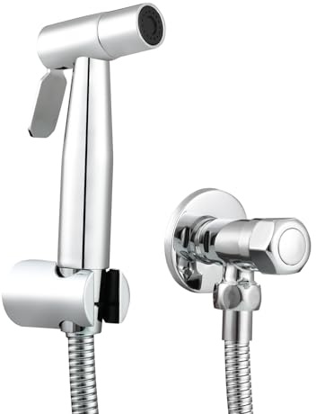 Tecmolog Kit Idroscopino WC Doccetta Portatile in Acciaio Inossidabile Spruzzatore Bidet per WC, Acqua Fredda, Cromo, WS024DF3