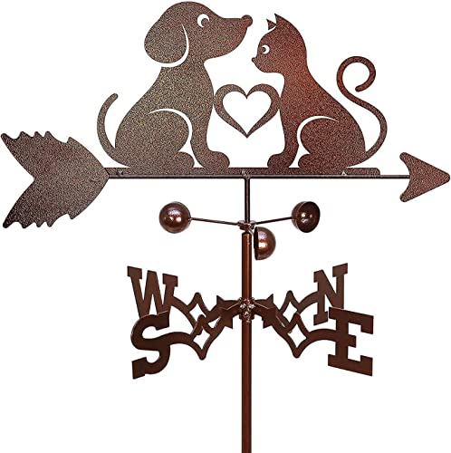 Generic Wetterfahne Mit Dach Montiert Wetterfahne Edelstahl Wetterfahne Metall Dekorationen Für Dach Garten/Hund Und Katze/35 * 75Cm