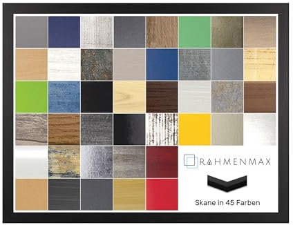 RahmenMax Skane Bilderrahmen Posterrahmen Puzzlerahmen 60x90 cm Schwarz Gemasert 90x60 cm mit weisser Rückwand und Antireflex Acrylglas