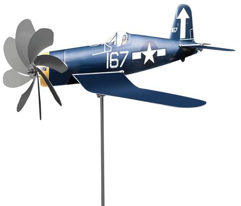 Wind Spinner Plane - Plane Garden Whirligig, Garden Airplane Crafts Metal | Stainless Steel Rotate Wind Airplane Wind Catchers, Rainproof Aircraft Wind Sculpture Ornament for Outdoor Yard Decoration