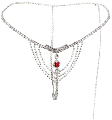 NICENEEDED – Körperkette Mit Strasssteinen Silberne Kristall Bikinikette Körperketten Unterwäsche Taillenketten Sommer Strand Bauchkette Halloween