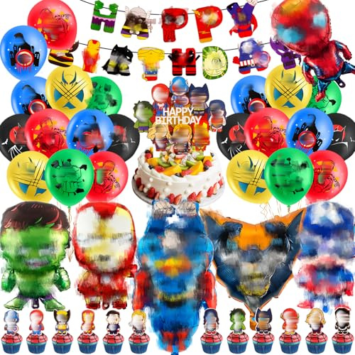 40 Stück Geburtstagsdeko Geburtstag Deko Kindergeburtstag Deko Geburtstag Luftballons Folienballon Happy Birthday Banner Tortendeko Party Dekoration Kuchen Kinder Jungen Luftballon Party Supplies