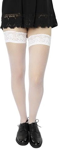 MANA MANA fisknätsstrumpor - bekväma och fashionabla damstrumpor | trendiga upphängningar för varje tillfälle | många färger för varje outfit | perfekt för varje kvinna, vit, X-Large-XX-Large