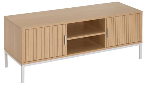 LOLAhome Mueble TV Laminado de Metal y MDF Color Natural de 120 cm
