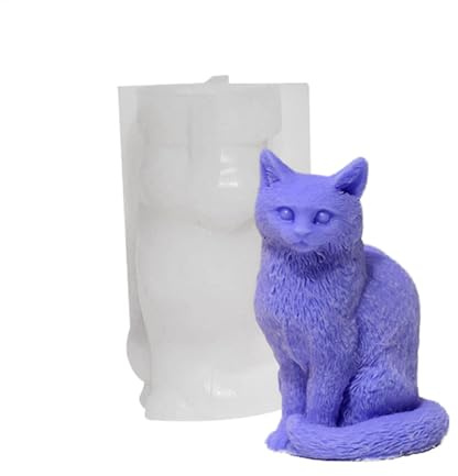 Katzen-Silikonform, Katzenkerzenform, Silikon-Katzenform, 3D, 3D-Katzen-Kerzenseifenform, 3D-Katzen-Fondantformen, Katzen-Harzgussform, Katzen-Kunstform, niedliche Tierform, handgefertigte Kerzenform