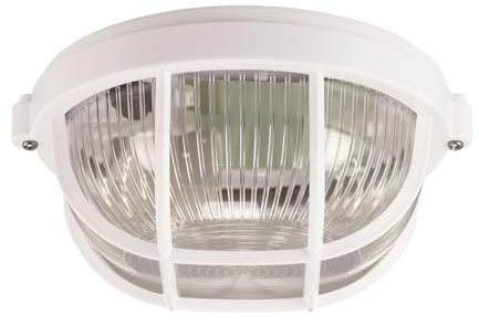 Licht-Erlebnisse Feuchtraumleuchte Maritim rund D: 18 cm klein IP65 Weiß E27 Deckenleuchte außen Kellerlampe Badleuchte Deckenlampe