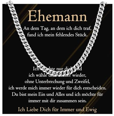 PDTU Geschenke für Ehemann, Edelstahlkette für Männer zum Valentinstag, Halskette an Meine Ehemann, Liebes Geschenk für Ehemann Herren zum Hochzeitstag Jahrestag Geburtstag Weihnachten