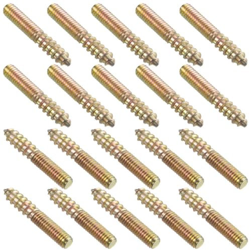 TOP-VIGOR 50Pcs Hanger Bolts, M4x25mm Double Headed Bolts Self Tapping Screw, Double Ended Dowel Screws, Screw Dowels Hanger, Threaded Lag Wood Screws and Machine Bolts for Wood Joint Furniture