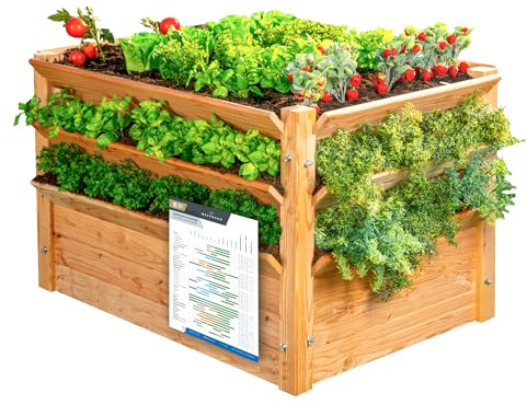 WESTMANN Premium Hochbeet Lärchenholz mit Aussaatkalender 125x91x73 cm