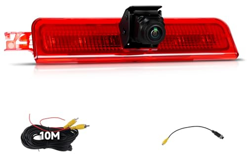 Hodozzy Rückfahrkamera für VW Caddy 2003-2015 Hochmontierte Bremslicht Rückfahrkamera 12V Einparkkamera Auto Bremsleuchte Kamera Nachtsicht, Wasserdichte Mit Rückfahrleitung Einstellbarer Winkel