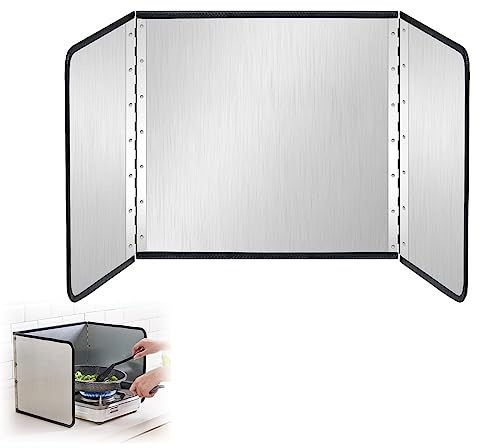 ZGYOZMNG Pare-Brise de cuisinière Pliable en Acier Inoxydable, Protection Anti-éclaboussures pour cuisinière, cuisinière à gaz, poêle (argenté 75 x 80 x 50 cm)