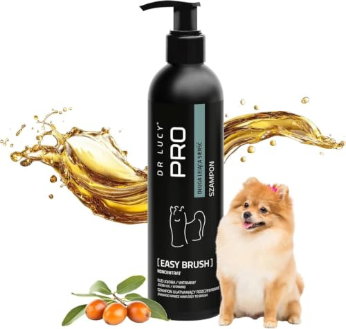 DR LUCY PRO Hundeshampoo Langhaar 250 ml - Entfilzungsshampoo für Pudel, Yorkshire, Shih-Tzu und Andere - Hunde Shampoo mit Jojobaöl & Vitaminen - Anti-Knoten