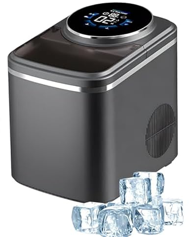 Piccola macchina per produttore di ghiaccio controsoffitto, produttore di ghiaccio da banco da 1,5 litri con display a LED e riserva d'acqua, 16 kg/24h, 2 via d'acqua per casa/cucina/bar/uffici black