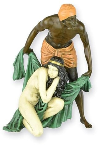 vianmo Bronzeskulptur Bronzefigur Mann schützt eine Frau