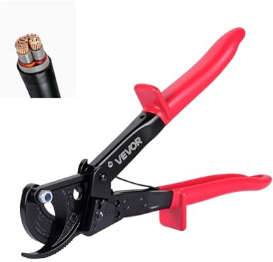 VEVOR Cortador de Cable de Trinquete, Cortador para Cables de Cobre y Aluminio de hasta 240 mm², Mangos con Recubrimiento de PVC, Herramienta de Electricista para Construcción Renovación Eléctricas