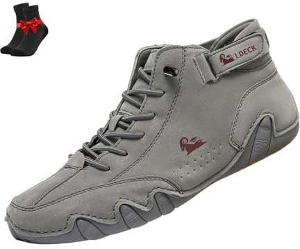 ZDOUXUAN Barfota Skor Vattentäta Barfota Stövlar for Herr Mid Calf Anti Slip Flat Outdoor Sneakers for Vandring Promenader(Grey,40 EU)