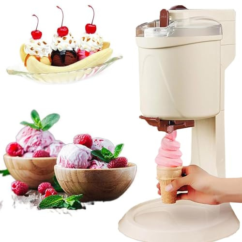Máquina De Helado Casero 1000ml, Heladera Eléctrica con Cubeta Precongelada, Máquina De Helado Soft Serve con Mezcla Automática para Helado, Yogur Helado Y Sorbete, Postres Familiares