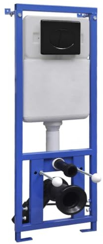 Réservoir de chasse d'eau encastré 11 l pour WC mural, chasse d'eau encastrée avec cadre en acier, hauteur réglable, 41 x 14 x (110-125) cm