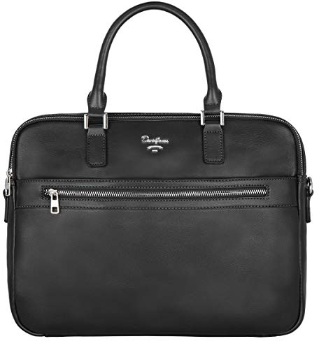 David Jones - Herren Aktentasche - Mann Business Tasche PU Leder Arbeitstasche - 15 Zoll Laptoptasche Große Umhängetasche - A4 Schultertasche Henkeltasche Handtasche Messenger Arbeit Büro - Schwarz