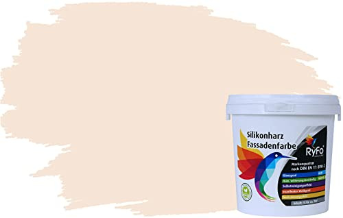 RyFo Colors Silikonharz Fassadenfarbe Lotuseffekt Trend Weißtöne Zuckerweiß 1l - bunte Fassadenfarbe, weitere Weiß Farbtöne und Größen erhältlich, Deckkraft Klasse 1