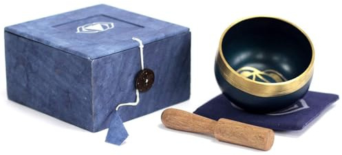 7 chakra-sjungande skål presentförpackat set med träanfallare och matta/kudde mindfulness meditation yoga (tredje ögat)