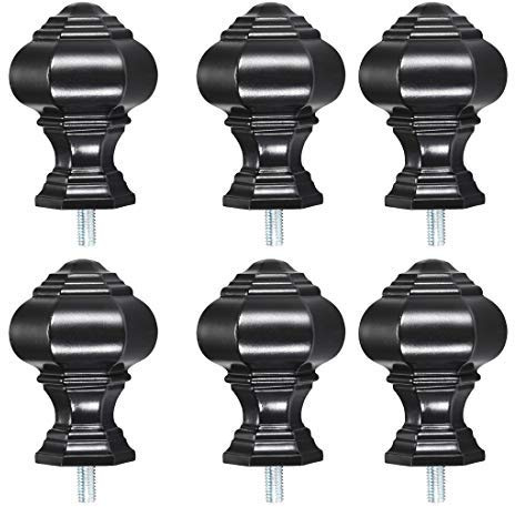 N/A Endstücke für Gardinenstange, Kunststoff, 61 x 37 mm, Gewinde M5 x 13 mm, Schwarz, 6 Stück