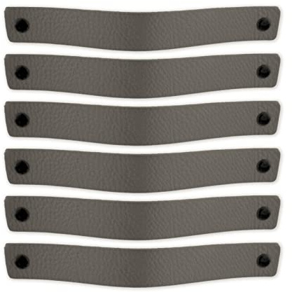 Brute Strength – Ledergriffe für Möbel – 20 x 2,5 cm – Grau – 6 Stück | Handgefertigte Möbelgriffe und Lederschlaufen aus Vollnarbenleder; für Schranktüren und Schubladen, Schrauben inklusive