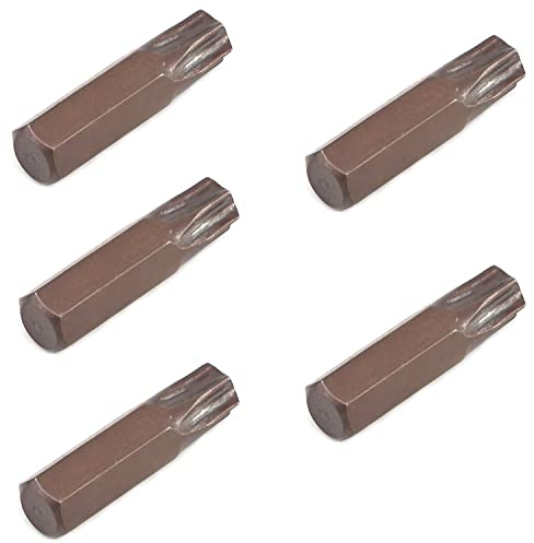 Utoolmart Lot de 5 embouts de tournevis Torx magnétiques T45, tige hexagonale de 8 mm, longueur 3,2 cm, en acier S2 de sécurité inviolable