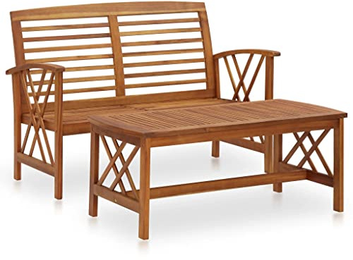 vidaXL Akazienholz Massiv Gartenmöbel Set 2-TLG. Lounge Bank Tisch Gartenset Sitzmöbel Sitzgruppe Gartenbank Beistelltisch Gartengarnitur