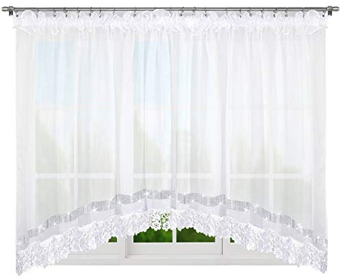 Inox Trade Vorhänge Fertiggardine Voile Spitze Gardine 400x165 cm mit Zirkonia