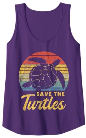 Retro Vintage Save The Turtles Skip The Straw Sea Animal Tank Top