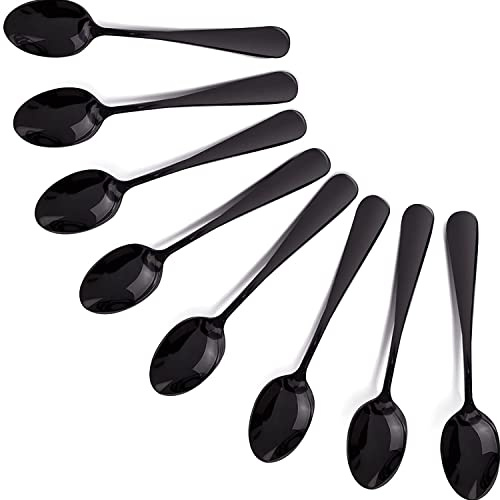 WNATN 8pcs Demitasse Espresso Spoons, 4.9 Inches Stainless Steel Mini Coffee Spoon Small Spoons for Dessert (Black)