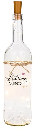 Manufaktur Liebevoll - Dekoratives Flaschenlicht mit passenden Spruch | Geschenkidee für die Familie | Lichterflasche als Geschenk zum Geburtstag (Lieblings Mensch)