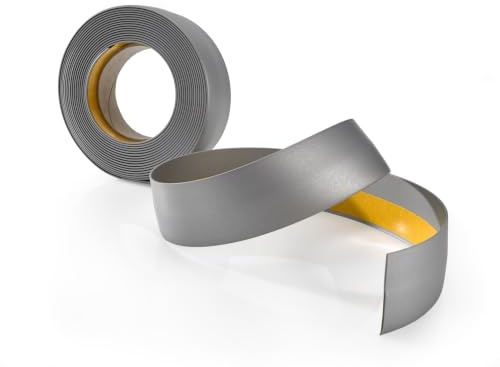Quest Abdeckleiste PVC 30 mm selbstklebend Fensterleiste - Silber, 5 m | Flexible Flachleiste mit Formgedächtnis, haftet auf Fliesen, Holz & Metall, für Küche, Bad & Wohnraum, leicht zu reinigen