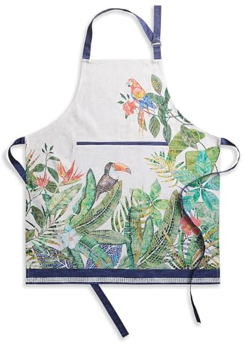Maison d' Hermine Apron 100% Combed Cotton Premium 27.50 Inch x 31.50 Inch Adjustable Neck Strap Easter Cloth Apron with Invisible Center Pocket & Long Ties for Women, Men, Chef & BBQ (Mosaic)
