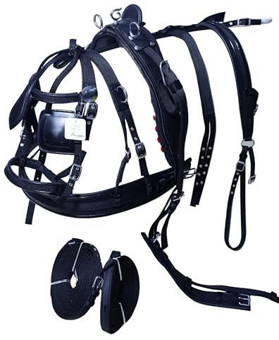 Aces Equine Arnés de conducción de nailon para carrito de caballos, color negro, tamaño completo, mazorca, pony (Mini Shethland)