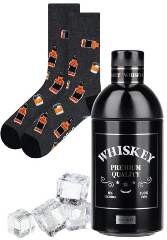 soxo Regalo Whisky Divertidos - Calcetines Hombre & Vaso Whiskey 40-45