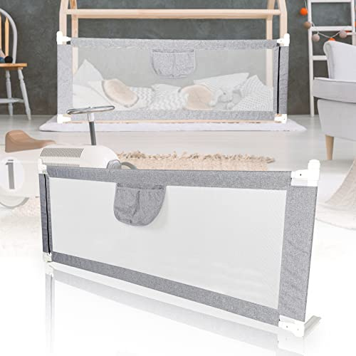 Jopassy Bettgitter, Bettschutzgitter für Kinder, 180cm Babybettgitter Kinderbettgitter, Bed Rail Sicherheitsgitter Baby Kleinkinder-Grau