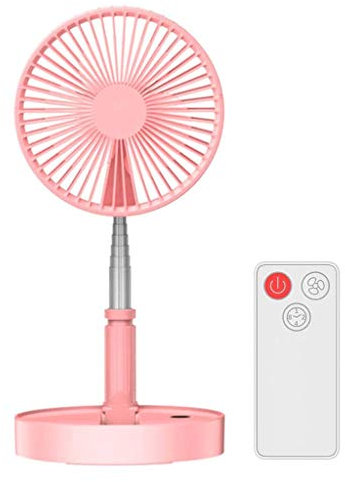 CAZARU Ventilador de Pedestal - Mini Ventilador de pie oscilante, con Control Remoto, Mini Ventilador de pie, 4 velocidades potentes, Altura Ajustable para el hogar, Patio al Aire Libre