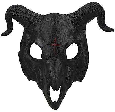 Halloween Dämon Teufel Maske - Horror Halbgesicht Maskerade Schaum Gruselig Rot Widder Horn für Monster Cosplay Kostüm